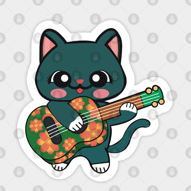 Cat Playing Ukulele Sticker by FlippinTurtles